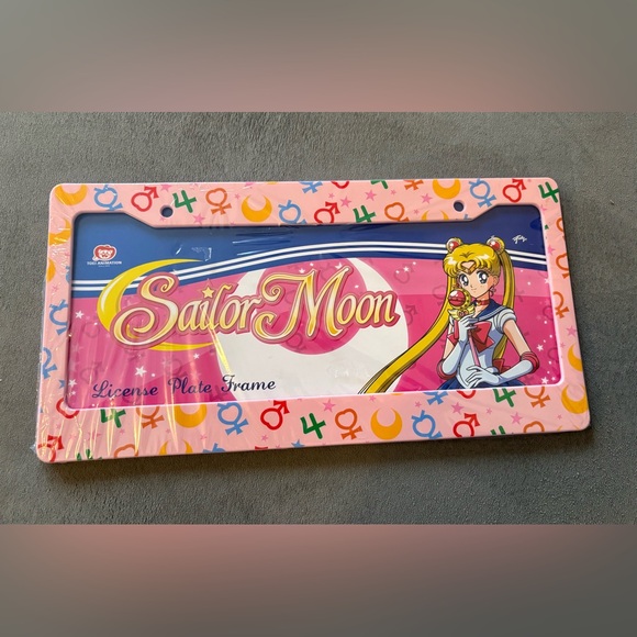 Salior Moon Other - Sailor Moon License Plate Frame Planetary Guardian Symbols Pink Icons
